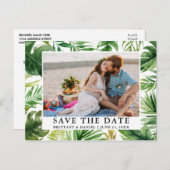 Wasserfarbe Tropisches Foto Save the Date Postkarte (Vorne/Hinten)