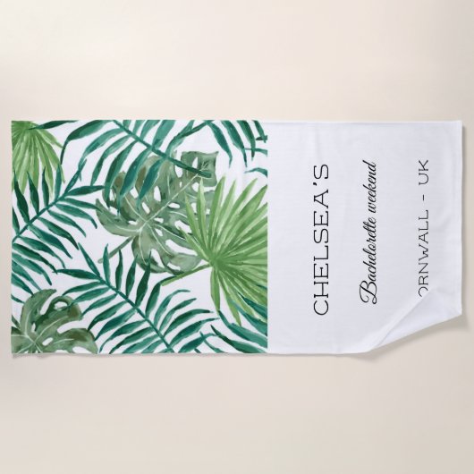 Wasserfarbe Tropisches Leaf Bachelorette Badetuch (Vorderseite)