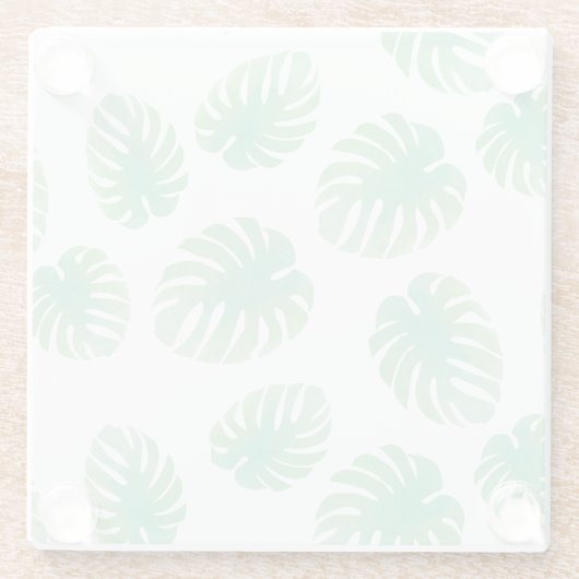 Wasserfarbe tropisches Monsterer Leaf Glasuntersetzer (Rückseite)