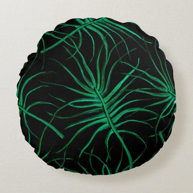 Wasserfarbe Tropisches Nahtloses Muster. Moderner  Rundes Kissen (Vorderseite)