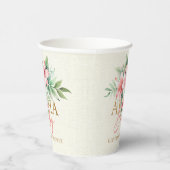 Wasserfarbe tropisches Rosa Blütendusche Aloha Bab Pappbecher (Rechts)