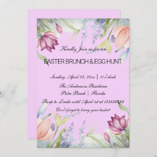Wasserfarbe Tulip Blumengebäck Ostern Brunch & Eie Einladung