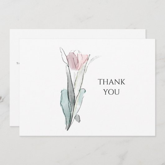 Wasserfarbe Tulip Einfache Beerdigung Danke (Vorne/Hinten)