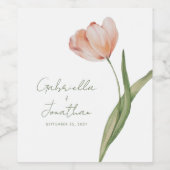 Wasserfarbe Tulip Moderne Minimalistische Hochzeit Weinetikett (Einzelnes Label)