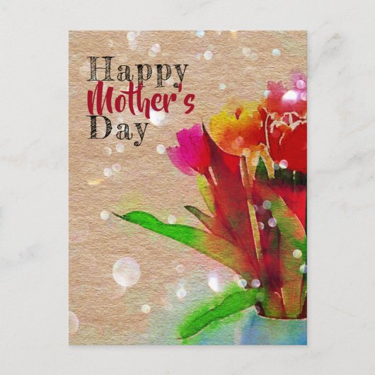 Wasserfarbe Tulips Bouquet Happy Mother Day Postkarte (Vorderseite)