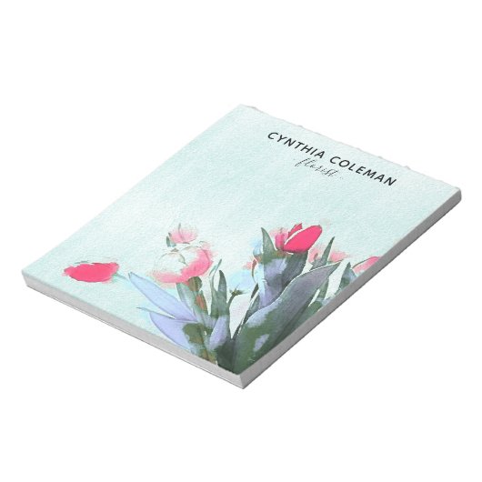 Wasserfarbe Tulips Bouquet Illustration Florist Notizblock (Rotiert)