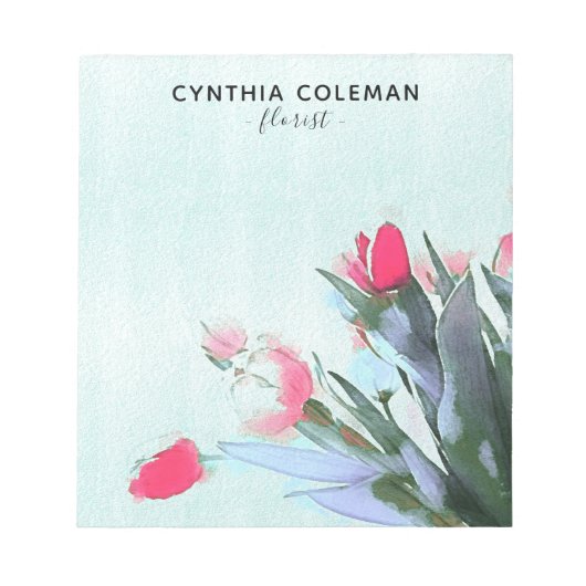 Wasserfarbe Tulips Bouquet Illustration Florist Notizblock (Vorderseite)