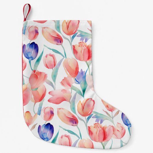 Wasserfarbe Tulips Muster Weihnachten Strumpf Kleiner Weihnachtsstrumpf (Vorderseite)