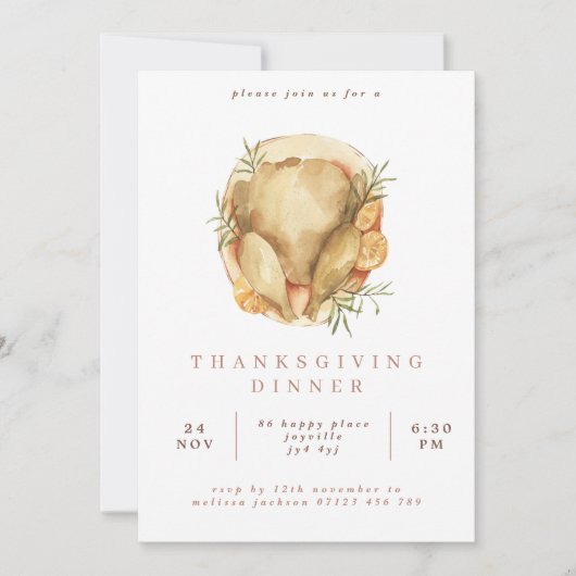 Wasserfarbe Türkei Erntedank Abendessen Einladung (Vorderseite)