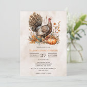 Wasserfarbe Türkei Erntedank Abendessen Einladung (Stehend Vorderseite)