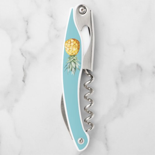 Wasserfarbe Türkis Ananas Sommer Niedlich Kellnermesser (Rückseite)