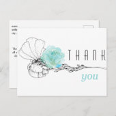 Wasserfarbe Türkis Blumenbeerdigung Danke Postkarte (Vorne/Hinten)