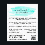 Wasserfarbe Türkis Pinselstrich Makeup Artist Flyer<br><div class="desc">Script Watercolor Türkis Pinselstrich Makeup Künstlerwerbung Flyer durch den Business Card Store.</div>