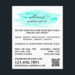 Wasserfarbe Türkis Pinselstrich Makeup Artist Flyer<br><div class="desc">Script Watercolor Türkis Pinselstrich Makeup Künstlerwerbung Flyer durch den Business Card Store.</div>