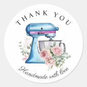 Wasserfarbe Türkis Stand Mixer Bäckerei Danke Runder Aufkleber (Vorderseite)