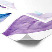 Wasserfarbe Türkisfarbene Lila Blätter Foliage Hoc Poster (Ecke)