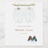 Wasserfarbe Tuxedos | Elegant Mr. & Mr. Wedding Weinetikett (Einzelnes Label)