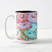 Wasserfarbe überall in Donut Print Zweifarbige Tasse (Links)