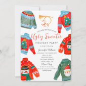 Wasserfarbe Ugly Sweater Feiertag Party Einladung (Vorderseite)