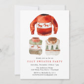 Wasserfarbe Ugly Sweater Feiertag Party Einladung (Vorderseite)