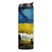 Wasserfarbe Ukrainische Schlachtflagge Thermal Tum Thermosbecher (Nach links gedreht)