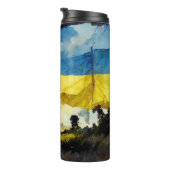 Wasserfarbe Ukrainische Schlachtflagge Thermal Tum Thermosbecher (Nach rechts gedreht)