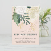 Wasserfarbe und Glitzer Rose Bridesmaids Luncheon Einladung (Stehend Vorderseite)