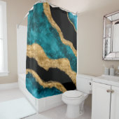 Wasserfarbe und goldene Türkiswache Abstrakt Duschvorhang (Beispiel)