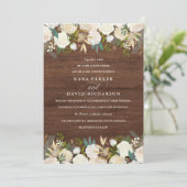 Wasserfarbe und Holz | Rustikale Hochzeit Einladung (Stehend Vorderseite)