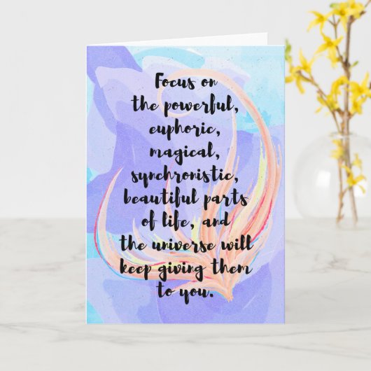 Wasserfarbe und Kalligraphie Gesetz der Anziehungs Karte (Gelbe Blume)