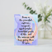 Wasserfarbe und Kalligraphie Gesetz der Anziehungs Postkarte (Stehend Vorderseite)