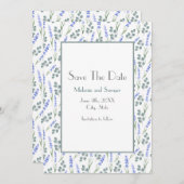 Wasserfarbe und Lavendel Eukalyptus Muster Save The Date (Vorne/Hinten)