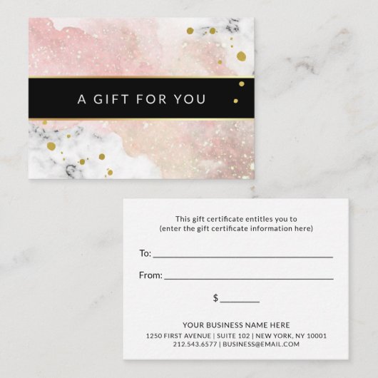 Wasserfarbe und Marmor| Geschenkgutschein Rabattkarte (Vorne/Hinten)