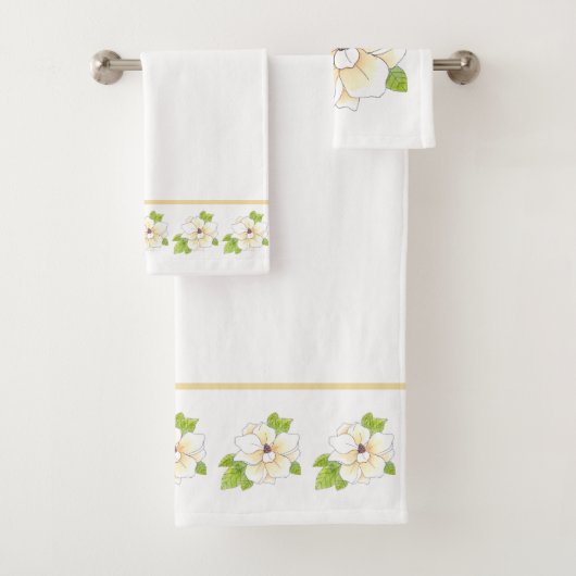 Wasserfarbe und Pen Magnolia Blume Muster Tremorge Badhandtuch Set (Insitu)