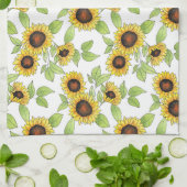 Wasserfarbe und Pen Sonnenblumen Muster Geschirrtuch (Gefaltet)