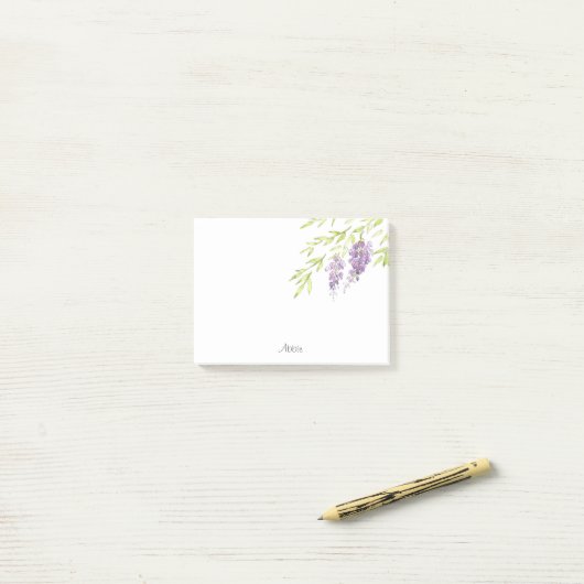 Wasserfarbe und Pen Wisteria Post-it Klebezettel (Auf Schreibtisch)