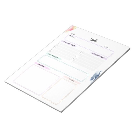 Wasserfarbe und Regenbogen-Zielplaner Notizblock (angewinkelt)