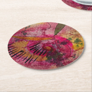 Wasserfarbe und Tinte Abstrakt schöne Malerei Art Runder Pappuntersetzer