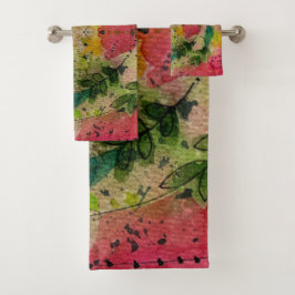 Wasserfarbe und Tinte Abstrakter Impressionismus K Badhandtuch Set