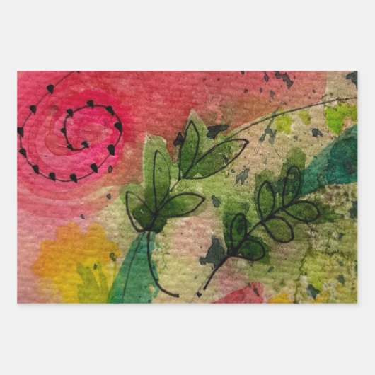 Wasserfarbe und Tinte Abstrakter Impressionismus K Geschenkpapier Set (Vorderseite 3)