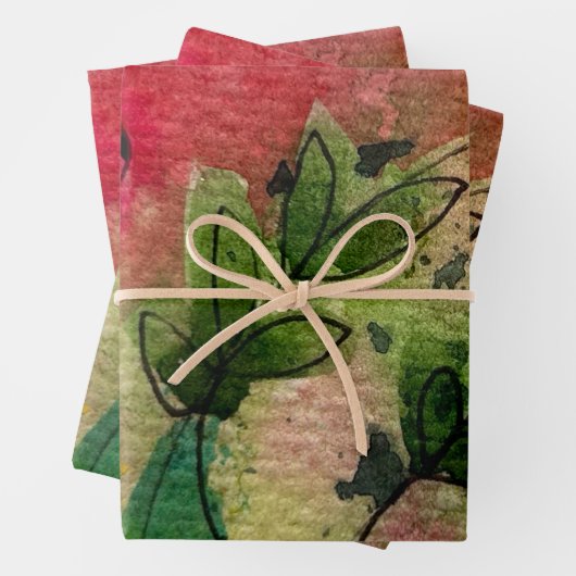 Wasserfarbe und Tinte Abstrakter Impressionismus K Geschenkpapier Set (Beispiel)