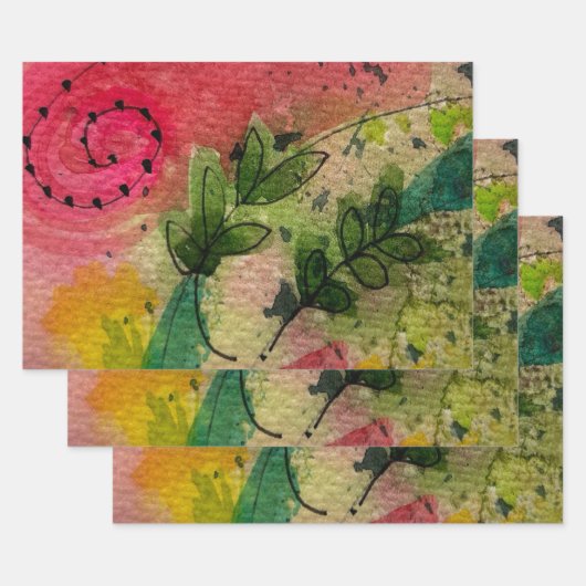 Wasserfarbe und Tinte Abstrakter Impressionismus K Geschenkpapier Set (Set)