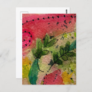 Wasserfarbe und Tinte Abstrakter Impressionismus K Postkarte