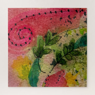 Wasserfarbe und Tinte Abstrakter Impressionismus K Puzzle