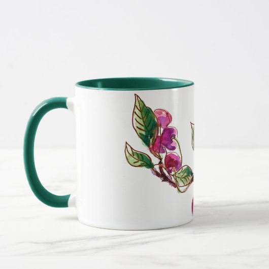 Wasserfarbe und Tinte Zeichnend Kirschzweigkunst Tasse (Links)
