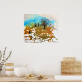 Wasserfarbe und verkleidete Bäume Poster (Küche)