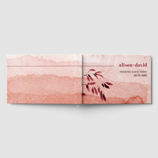 Wasserfarbe und Zweig Japandi Hochzeit Gästebuch (Voll)