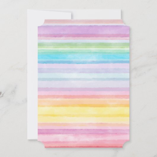 Wasserfarbe Unicorp Stripte Kinderdusche Einladung (Rückseite)