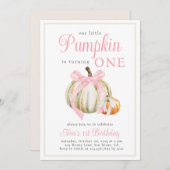 Wasserfarbe Unsere kleine Pumpkin Ribbon Bow Einladung (Vorne/Hinten)