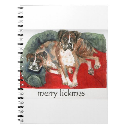 Wasserfarbe unserer Boxer "Merry Lickmas" Notizblock (Vorderseite)